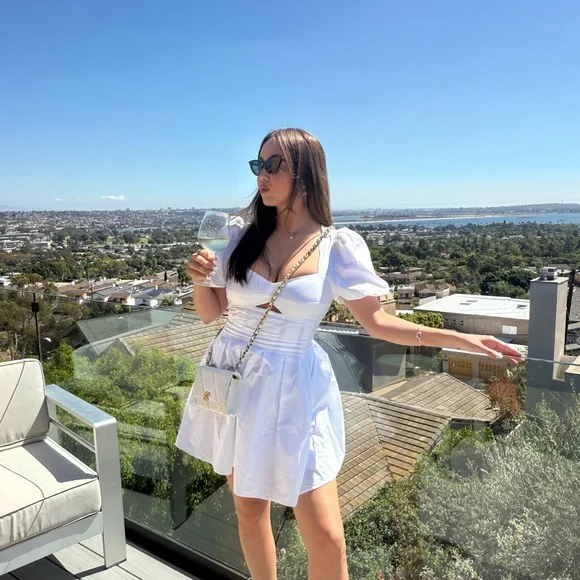 SEASHORE SOIREE SHORT SLEEVE MINI DRESS WHITE - Picture 4 of 4